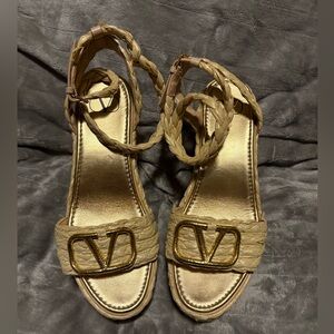 Valentino Women's Gold Espadrille Sandals size 41